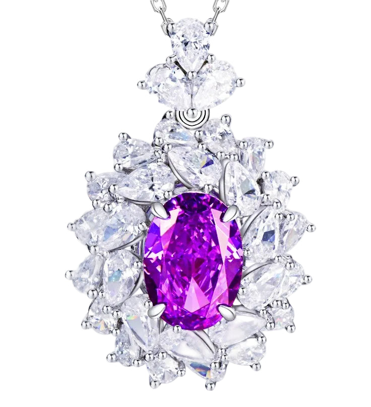 S925 Silver Cubic Zirconia Purple Necklace Women