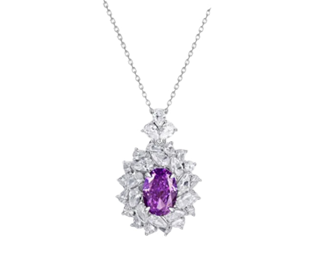 S925 Silver Cubic Zirconia Purple Necklace Women