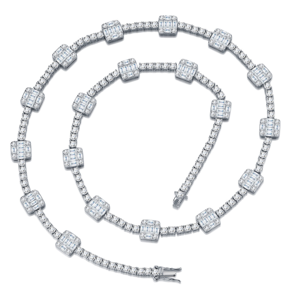 A Luxurious And Fashionable Minimalist Jewelry Pendant Necklace Set With Top-quality Moissanite, Made Of S925 Silver Electroplated With Platinum.
