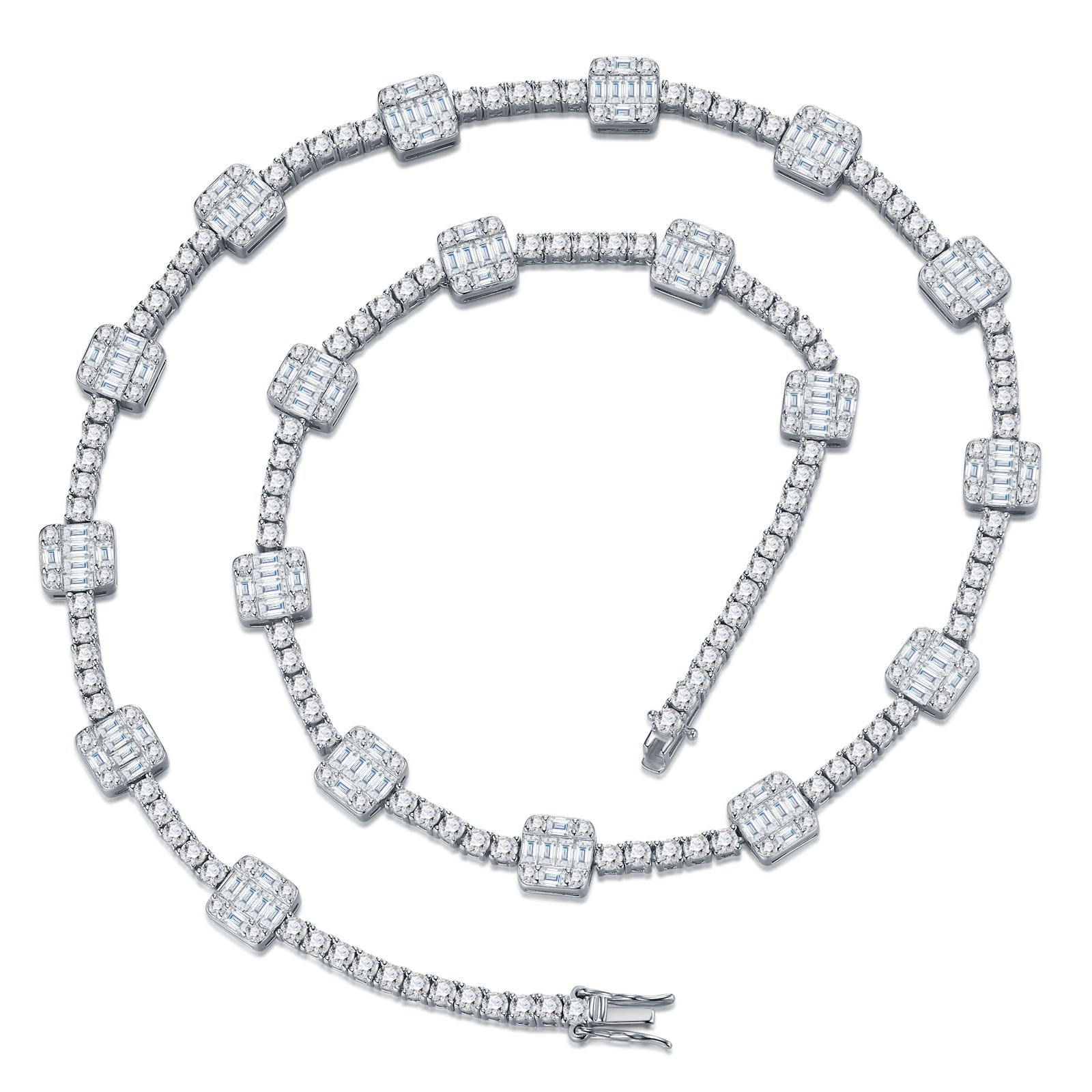A Luxurious And Fashionable Minimalist Jewelry Pendant Necklace Set With Top-quality Moissanite, Made Of S925 Silver Electroplated With Platinum.