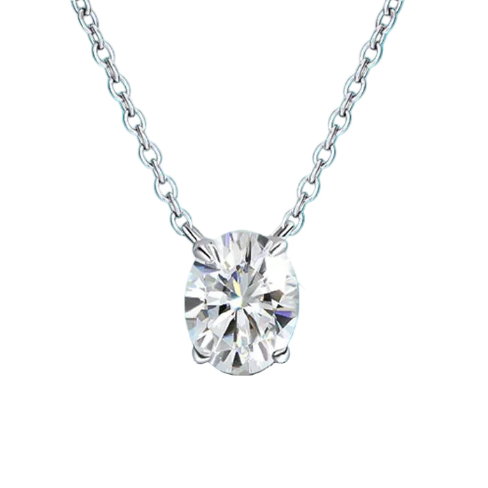 Smyoue 1CT 2CT 3CT Oval Cut Moissanite Necklaces for Women Jewelry 100% Real Silver Chain 925 Pandant Lab Diamond Birthday Gift