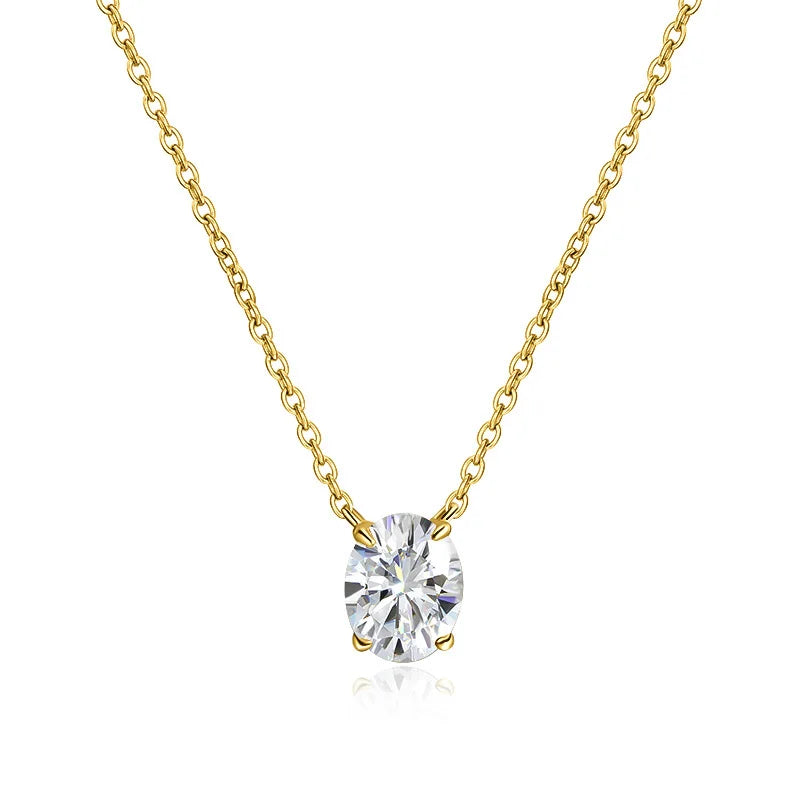 Smyoue 1CT 2CT 3CT Oval Cut Moissanite Necklaces for Women Jewelry 100% Real Silver Chain 925 Pandant Lab Diamond Birthday Gift