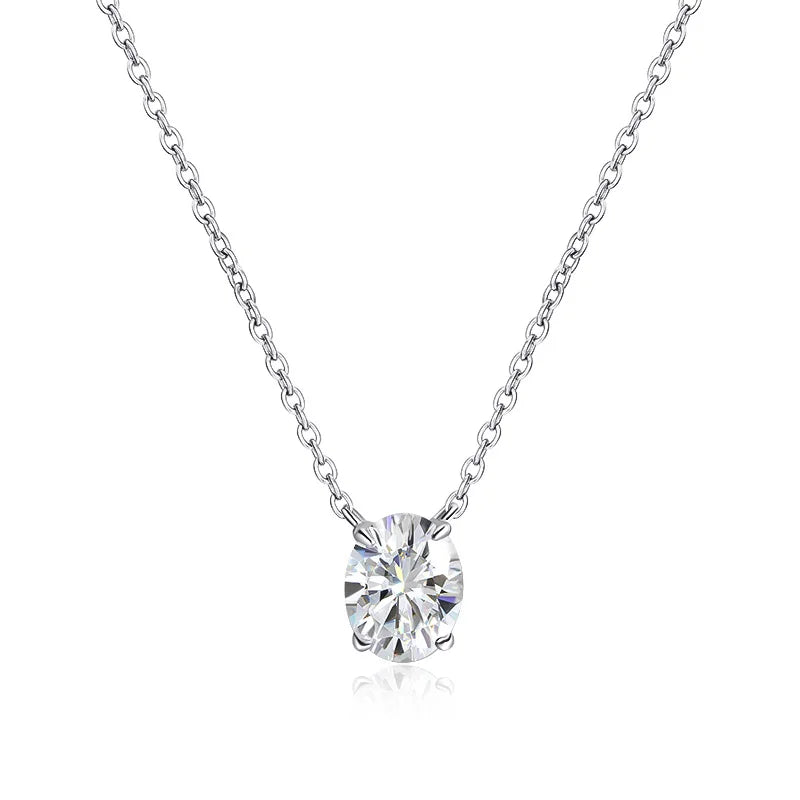 Smyoue 1CT 2CT 3CT Oval Cut Moissanite Necklaces for Women Jewelry 100% Real Silver Chain 925 Pandant Lab Diamond Birthday Gift