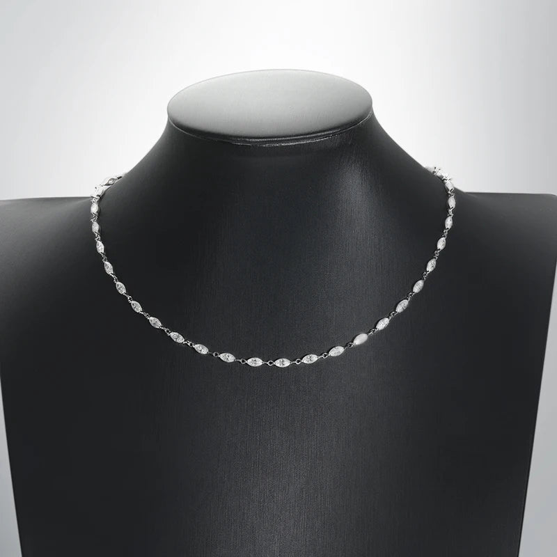KNOBSPIN 14.35-19ct Marquise Cut Moissanite Tennis Necklaces for Women Wedding Jewelry s925 Silver Authentic Moissanite Necklace