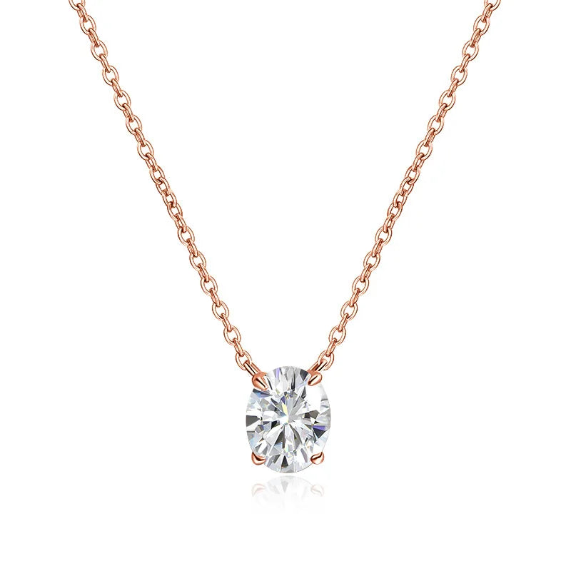Smyoue 1CT 2CT 3CT Oval Cut Moissanite Necklaces for Women Jewelry 100% Real Silver Chain 925 Pandant Lab Diamond Birthday Gift