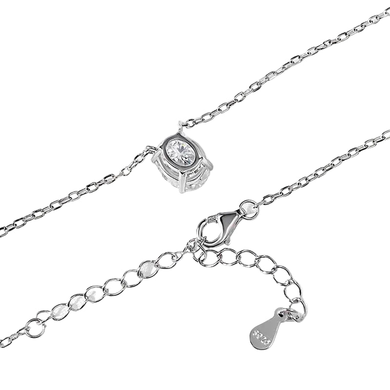 Smyoue 1CT 2CT 3CT Oval Cut Moissanite Necklaces for Women Jewelry 100% Real Silver Chain 925 Pandant Lab Diamond Birthday Gift