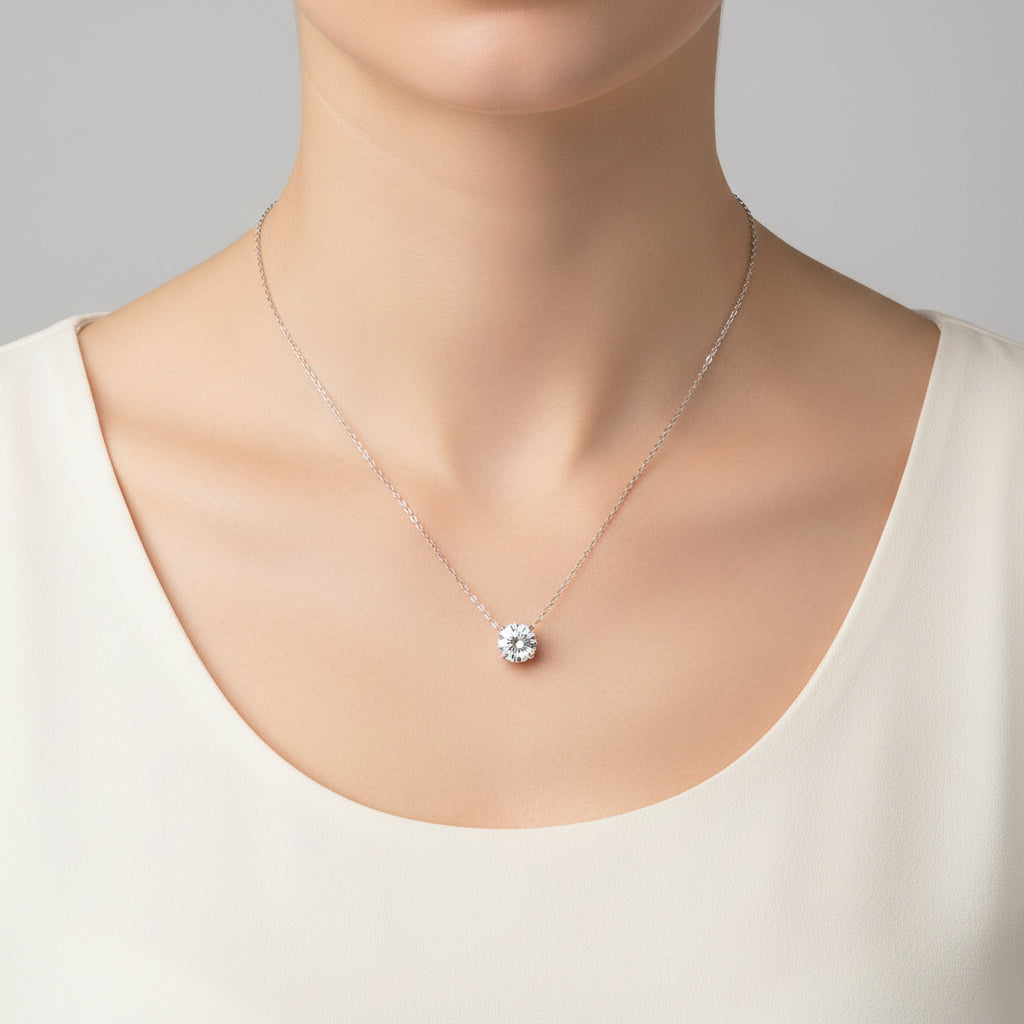 Smyoue 1CT 2CT 3CT Oval Cut Moissanite Necklaces for Women Jewelry 100% Real Silver Chain 925 Pandant Lab Diamond Birthday Gift