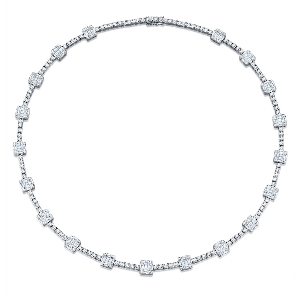 A Luxurious And Fashionable Minimalist Jewelry Pendant Necklace Set With Top-quality Moissanite, Made Of S925 Silver Electroplated With Platinum.