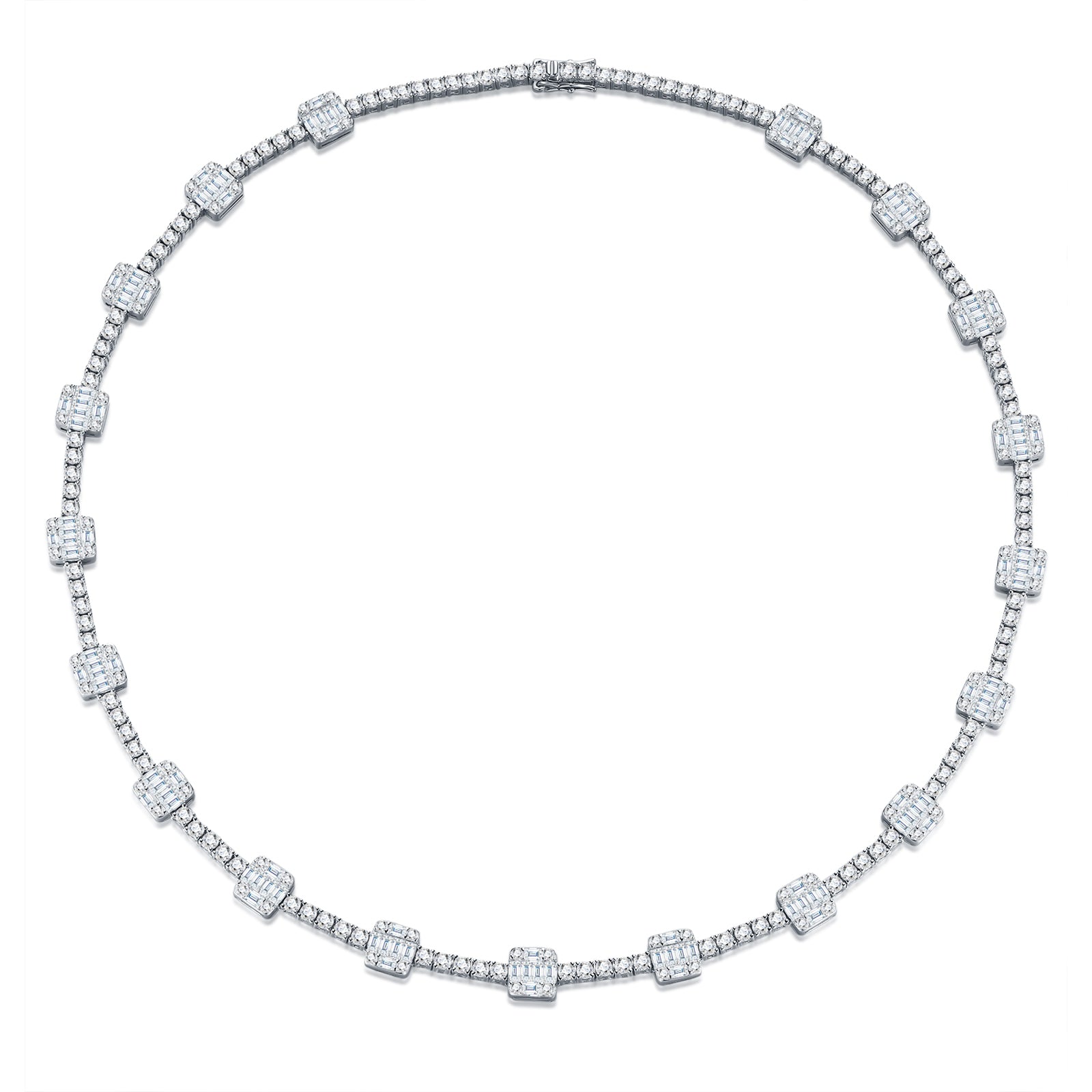 A Luxurious And Fashionable Minimalist Jewelry Pendant Necklace Set With Top-quality Moissanite, Made Of S925 Silver Electroplated With Platinum.