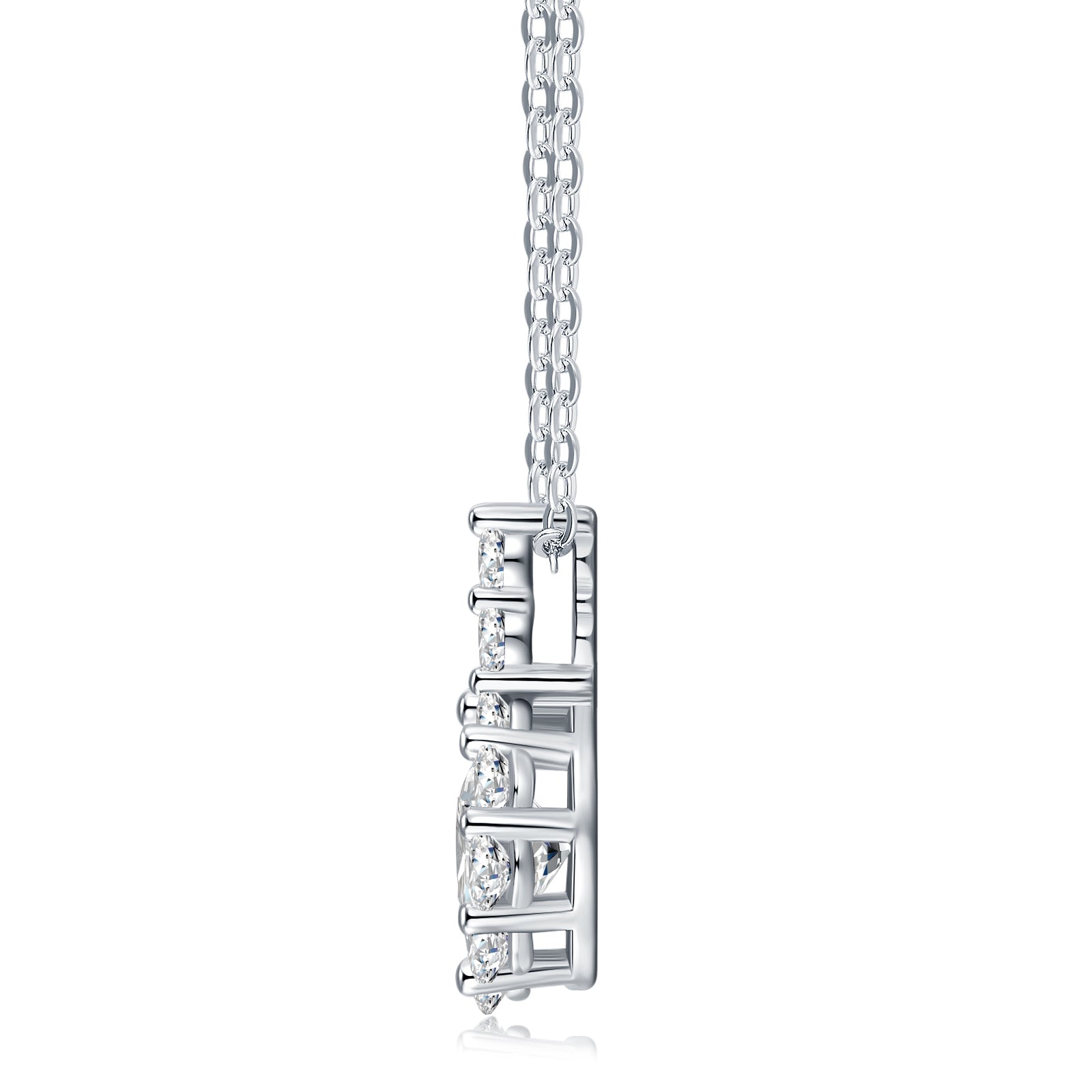 A Luxurious And Fashionable Minimalist Jewelry Pendant Necklace With A 1-carat Top-quality Morganite Gemstone, Made Of S925 Silver Electroplated With Platinum.